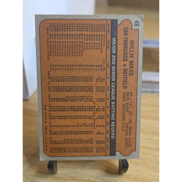 1972 Topps Willie Mays baseball card San Francisco Giants #49 EXT - Picture 6 of 10